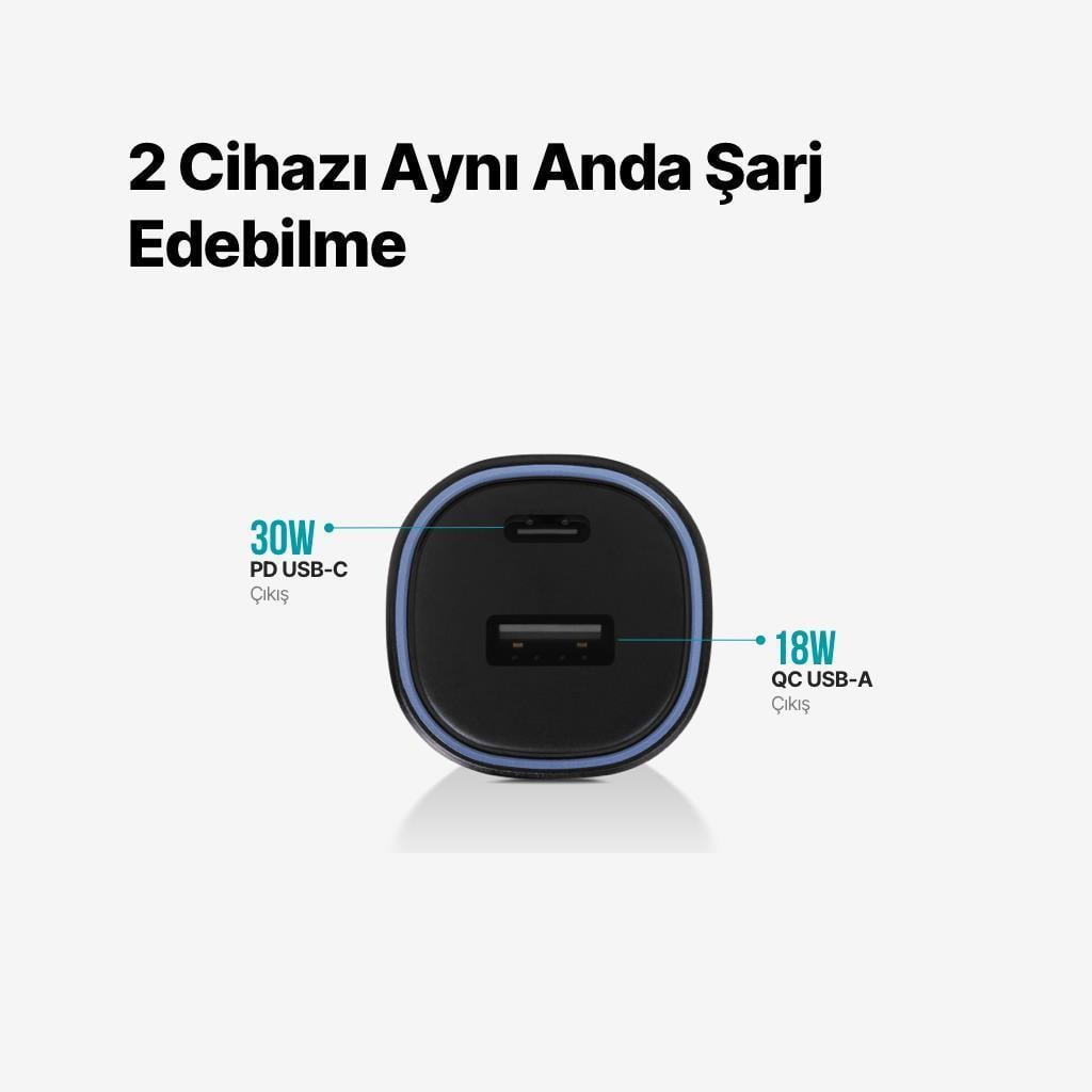 Ttec Süper Hızlı 83W 1xUSB ve 1x PD Type-C Araç Şarj Cihazı, 12/24V Çakmaklık Girişli Akım ve Isı Korumalı