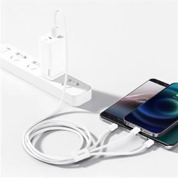 Baseus 50 CM Metre 3.5Amper Yüksek Hızlı 3in1 Type-C, İphone Lightning ve Micro Şarj ve Data Kablosu
