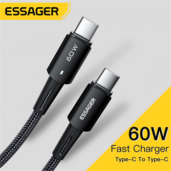 Essager 0.50CM 60W Type C to Type-C Ultra Hızlı Data Şarj Kablosu,Süper Dayanıklı Şarj ve Data Kablosu