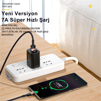 Essager 0.50CM 7A 66W USB to Type-C Süper Hızlı Şarj ve Data  Kablosu,Süper Dayanıklı Akım ve Isı Korumalı