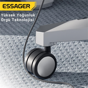 Essager 0.25CM PD 100W Süper Hızlı Type C To Type C Şarj Data Kablosu, E-marker Çipli Akıllı Şarj Kablosu