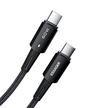 Essager 0.50CM 60W Type C to Type-C Ultra Hızlı Data Şarj Kablosu,Süper Dayanıklı Şarj ve Data Kablosu