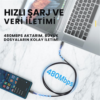 Essager 0.50CM 60W Type C to Type-C Ultra Hızlı Data Şarj Kablosu,Süper Dayanıklı Şarj ve Data Kablosu