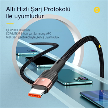 Essager 0.50CM 7A 66W USB to Type-C Süper Hızlı Şarj ve Data  Kablosu,Süper Dayanıklı Akım ve Isı Korumalı