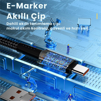 Essager 0.5CM 66W 6A USB to Type-C Süper Hızlı Data Şarj Kablosu, Ultra Dayanıklı Şarj ve Data Kablosu