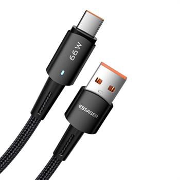 Essager 1 Metre 66W 6A USB to Type-C Süper Hızlı Data Şarj Kablosu, Ultra Dayanıklı Şarj ve Data Kablosu