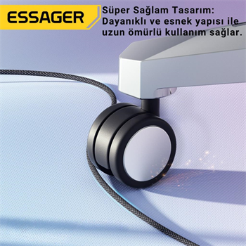 Essager 1 Metre 7A 100W E-Marker Süper Hızlı USB To Type C Şarj Data Kablosu, Akım,Isı, Güçlü Kablo