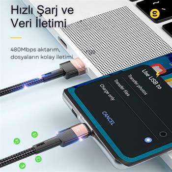 Essager 1 Metre 7A 66W USB to Type-C Süper Hızlı Şarj ve Data  Kablosu,Süper Dayanıklı Akım ve Isı Korumalı