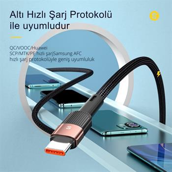 Essager 1 Metre 7A 66W USB to Type-C Süper Hızlı Şarj ve Data  Kablosu,Süper Dayanıklı Akım ve Isı Korumalı