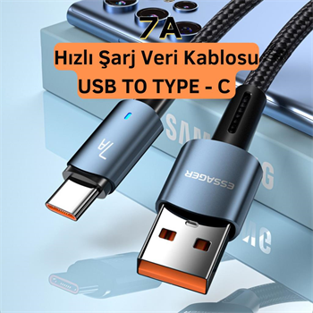Essager 1 Metre 80W 7A USB to Type-C Süper Hızlı Data Şarj Kablosu, Ultra Dayanıklı Şarj ve Data Kablosu