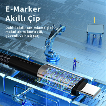 Essager 100W 5A Type C To Type C Süper Hızlı Şarj ve Data Kablosu, Kopmaz Örgü Tipi Süper Dayanıklı Kablo