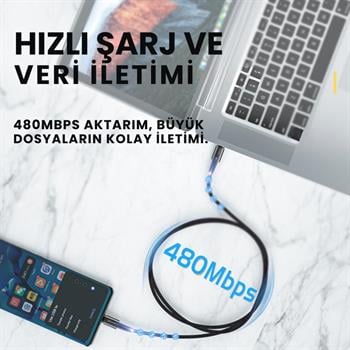 Essager 2 Metre 60W Type C to Type-C Ultra Hızlı Data Şarj Kablosu,Süper Dayanıklı Şarj ve Data Kablosu