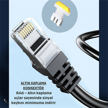 Essager 2 Metre CAT6 1000Mbps Süper Hızlı Gecikmesiz Ethernet Kablosu, 1Gbps Altın Kablama Uçlu İnternet Kablosu