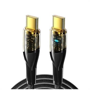 Essager 2 Metre PD 100W Led Işıklı Süper Hızlı Type C To Type C Şarj Data Kablosu, Akım,Isı, Güçlü Kablo
