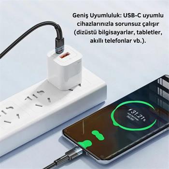 Essager 3 Metre 60W PD Type C To Type C Şarj Kablosu, Akım, Isı ve Güç Korumalı Ultra Sağlam Kablo