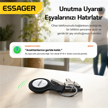 ESSAGER 4 Adet SET Akıllı SmartTag Takip Cihazı iPhone iOS Uyumlu Konum Bulucu Anahtar Çanta Valiz Takip Cihazı