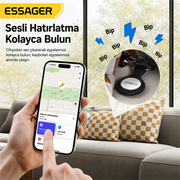 ESSAGER 4 Adet SET Akıllı SmartTag Takip Cihazı iPhone iOS Uyumlu Konum Bulucu Anahtar Çanta Valiz Takip Cihazı