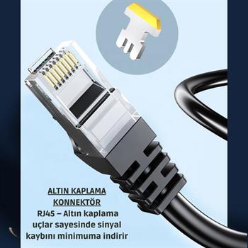 Essager 5 Metre CAT6 1000Mbps Süper Hızlı Gecikmesiz Ethernet Kablosu, 1Gbps Altın Kablama Uçlu İnternet Kablosu