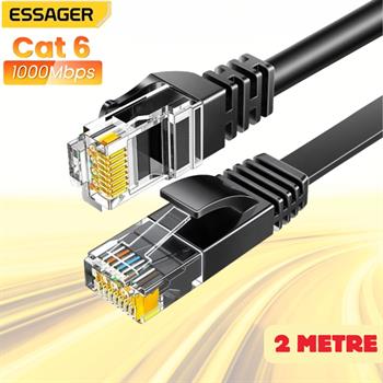Essager 5 Metre CAT6 1000Mbps Süper Hızlı Gecikmesiz Ethernet Kablosu, 1Gbps Altın Kablama Uçlu İnternet Kablosu