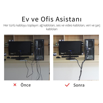 Essager 5 Metre Cırt Cırt Bantlı Kablo Sarıcı Düzenleyici Organizatör, Kesilebilir Kablo Düzenleyici