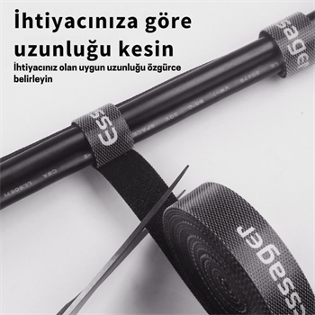 Essager 5 Metre Cırt Cırt Bantlı Kablo Sarıcı Düzenleyici Organizatör, Kesilebilir Kablo Düzenleyici