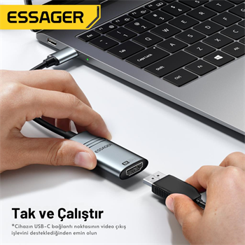 Essager 8K@60Hz Type C To HDMİ Çevirici Adaptör, Ses ve Görüntü Aktarıcı, Type C HDMİ Ekran Çoğaltıcı