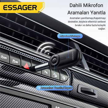 ESSAGER Bluetooth 5.3 Adaptör Transmitter | Eller Serbest Görüşme, Kablosuz Ses Aktarımı, HiFi Kalite