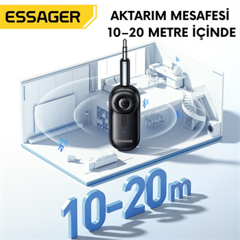 ESSAGER Bluetooth 5.3 Adaptör Transmitter | Eller Serbest Görüşme, Kablosuz Ses Aktarımı, HiFi Kalite