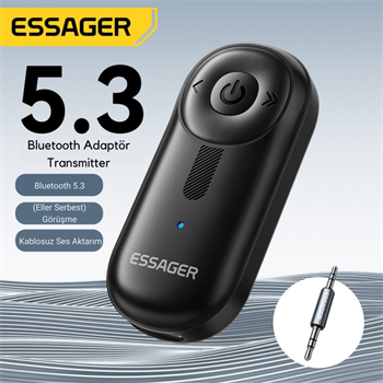 ESSAGER Bluetooth 5.3 Adaptör Transmitter | Eller Serbest Görüşme, Kablosuz Ses Aktarımı, HiFi Kalite