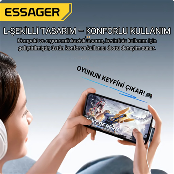 ESSAGER L Tip Type-C to 3.5mm Ses ve Kulaklık Çıkışı, Hifi Ses Destekli, Telefon, Tablet, PC Uyumlu