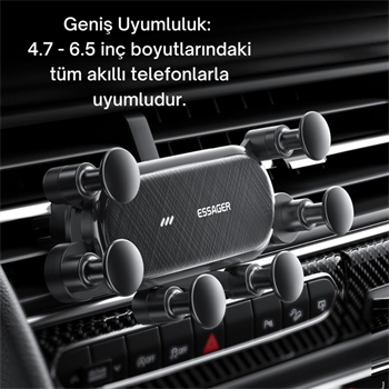 Essager Örümcek Tipi Klipsli Araç İçi Telefon Tutucu, 360 Derece Dönebilen Düşmez Titremez Telefon Tutucu