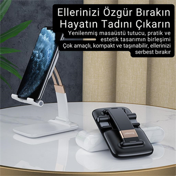 Essager Pro Açı ve Yükseklik Ayarlı Telefon ve Tablet Tutucu Stand, Kaydırmaz Masaüstü Dönebilen Stand