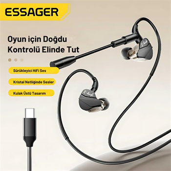 Essager Pro Seri Gaming HiFi Kulaklık – Mikrofonlu, Yüksek Ses Kalitesi, Kristal Ses Sistemli Kulaklık