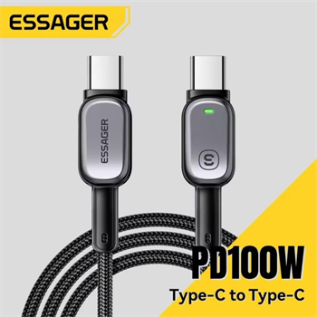 Essager Type-C to Type-C Kablo 1 Metre | PD 100W Hızlı Şarj ve Data Transfer, Akıllı Akım ve Pil Korumalı Kablo