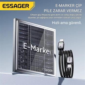 Essager Type-C to Type-C Kablo 2 Metre | PD 100W Hızlı Şarj ve Data Transfer, Akıllı Akım ve Pil Korumalı Kablo