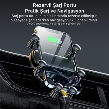 Essager V Tipi Süper Stabil Klipsli Araç İçi Telefon Tutucu, 360 Derece Dönebilen Düşmez Titremez Telefon Tutucu