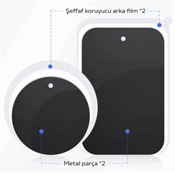 Polham 0.4mm 2 Adet Set Ultra İnce Yapışkanlı Metal Mıknatıs, 3M Hafif Tüm Telefonlara Uyumlu Mıknatıs