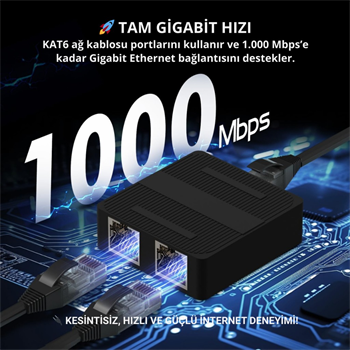 Polham 1000 Mbps Ethernet Çoğaltıcı | Tak ve Çalıştır Ağ Bölücü Adaptör, 1Gbps Ethernet Çoğaltıcı Splitter