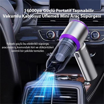 Polham 100W 16000PA 6000Mah Uzun Şarjlı Süper Güçlü El Tipi Süpürge, Araç Süpürgesi, Vakum ve Üfleme