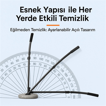 Polham 110CM Uzayabilen Teleskopik Saplı Kuru Islak Araç Temizleme Mopu, İz ve Çizik Bırakmaz Fırça