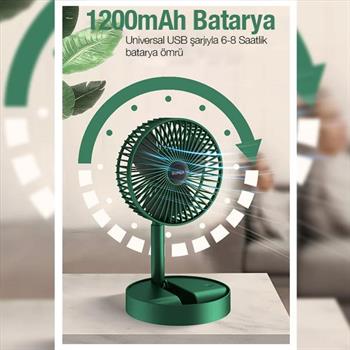 Polham 1200mAh Dokunmatik Ultra Hızlı ve Sessiz Masaüstü Vantilatör, Katlanabilir, Portatif, Taşınabilir Fan