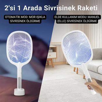 Polham 1200mAh Şarjlı 3000V Süper Güçlü Sivrisinek Öldürücü, 2in1 Taşınabilir ve Standlı Sinek Öldürücü