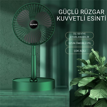 Polham 1200mAh Şarjlı Katlanabilir Telefon Stantlı Masaüstü Serinletici Vantilatör Fan, Katlanır Fan