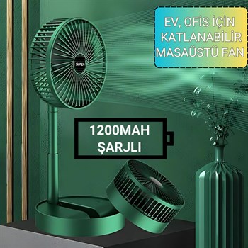 Polham 1200mAh Şarjlı Katlanabilir Telefon Stantlı Masaüstü Serinletici Vantilatör Fan, Katlanır Fan