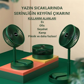 Polham 1200mAh Şarjlı Katlanabilir Telefon Stantlı Masaüstü Serinletici Vantilatör Fan, Katlanır Fan