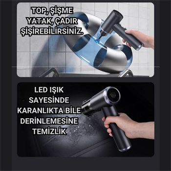 Polham 130W 20.000PA 7800Mah Şarjlı Profesyonel Araç Süpürgesi, Led Işıklı Oto Süpürge ve Üfleme Makinası