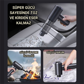 Polham 130W 20.000PA 7800Mah Şarjlı Profesyonel Araç Süpürgesi, Led Işıklı Oto Süpürge ve Üfleme Makinası