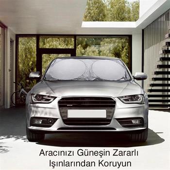 Polham 142x67 CM Universal Araç İçi Ön Cam Güneş Koruyucu Branda, Sedan, Suv ve Hatchback Uyumlu 