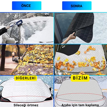 Polham 145x115 CM Tüm Araçlara Uyumlu Ön Cam Isı Önleyici Güneşlik, Su, Rüzgar, Çamur Geçirmez Ön Cam Brandası