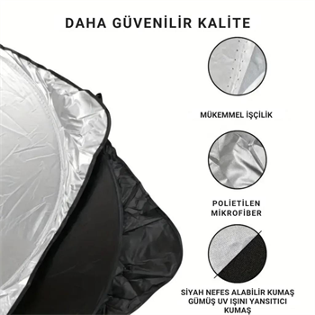 Polham 150x70 CM Universal Araç İçi Ön Cam Güneş Koruyucu Branda, Sedan, Suv ve Hatchback Uyumlu, UV Engelleyici